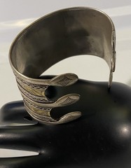 Turkmen Tekke Silver Gilt Wide Cuff Ethnic Tribal Ornate Adjustable Bracelet