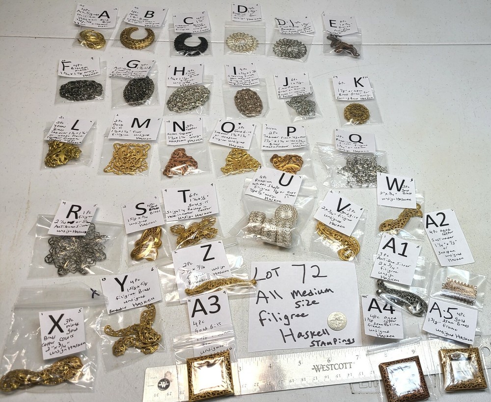 Huge Lot #72 Filigree Miriam Haskell Stamping Findings Jewelry Design Craft 1&2″