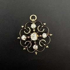 1860’s ROSE CUT DIAMOND PIN/ PENDANT – 1CTW – 14K YELLOW GOLD – VS1 G-H