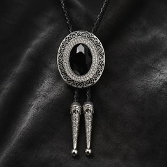 Doitby Rhinestone Bolo Tie For Men Western Cowboy Necktie Leather Bolo Ties