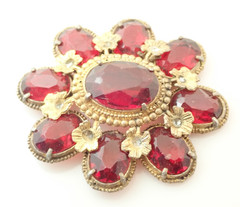 Large Vintage Antique Red Open Back Sash Brooch Pin Parts Repair