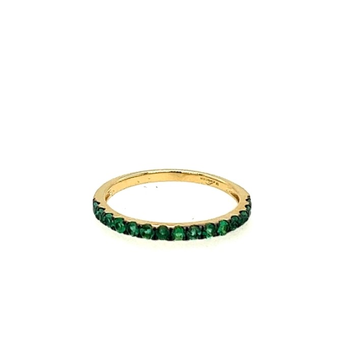 ESTATE .36CT AAA EMERALD 18K YELLOW GOLD 3D CLASSIC ROUND SEMI ETERNITY FUN RING