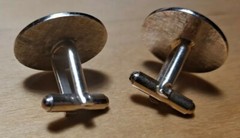 Vtg 1950s-60s Bowling Cufflinks Goldtone Metal/ Bullet-Back Toggle