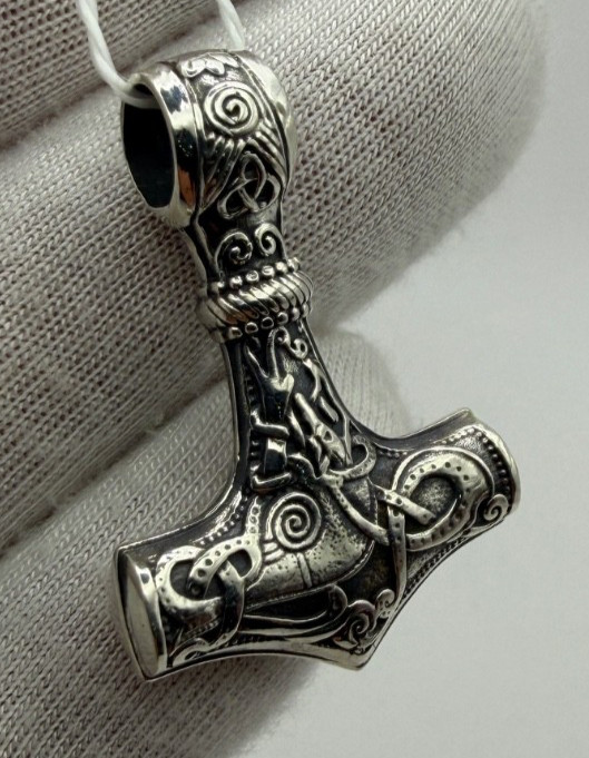 Vintage Thor Hammer Pendant Mjolnir Sterling Silver Viking Norse Amulet – 11.52g