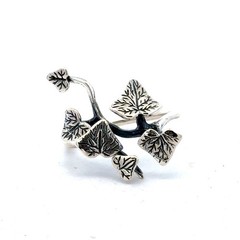 Vintage 925 Sterling Silver Climbing Ivy Vine Plant Leaf Cluster Adjustable Ring