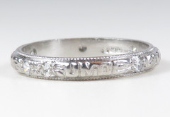 Rare Antique Platinum Diamond Vow Ring “Until Death Do Us Part” Size 5.5 UK-K1/2