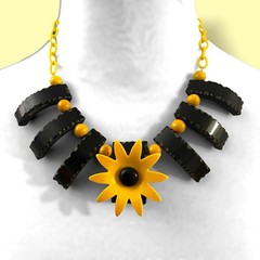 Black Eyed Susan Bakelite Necklace, Bib Necklace
