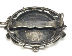 K17 1880-1920 ANTIQUE BROOCH Silver 835 Sapphire & Garnet 27 mm 1.1 Inches WW1