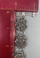 Vintage 800 Silver Filigree Floral Panel Bracelet 7” Ornate European Intricate