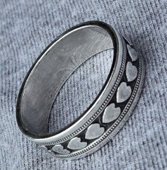 Vintage Sterling Silver J D SCHLANG CO Art Deco Heart Band Ring Sz 7.25
