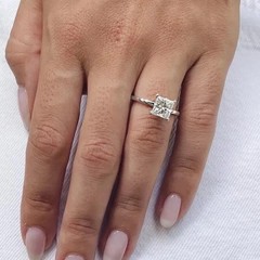 2.15Ct Princess Cut Lab Created Diamond 14K White Gold FN Solitaire Wedding Ring