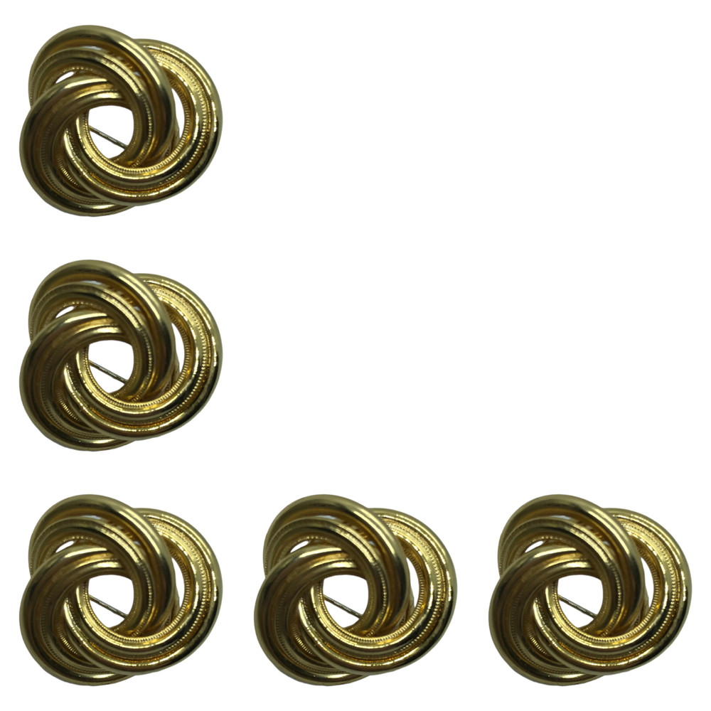 Vintage Brooch Lot 5 Piece Gold Tone Spiral Pins Love Knot Mod Geo Retro 3-D