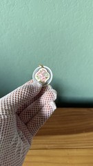 Vintage Avon 1989 Porcelain Floral Pendant Pink Roses Gold Accent 1.25”