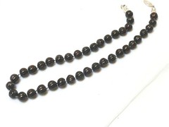 VINTAGE NATURAL CARVED GARNET BEAD NECKLACE, STERLING SILVER CLASP