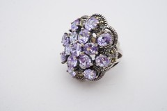 Vintage Sterling Silver 925 Marcasite CZ Ring Size 5
