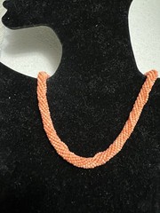 VTG Twist Multi Strand 2.5mm&3.5mm Small Pink Salmon Coral Beaded Necklace *Read