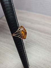 Vintage Soviet 14k Gold Baltic Russian amber ring Ussr Tested Size 7
