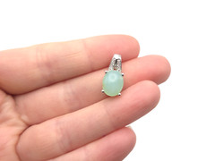 Vintage 14k White Gold Icy Jade Jadeite Diamond Pendant Slide Signed- 2.1 grams
