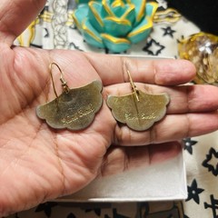 Vintage Laurel Burch Enamel Fan Earrings Gold Tone Signed 3.5cm