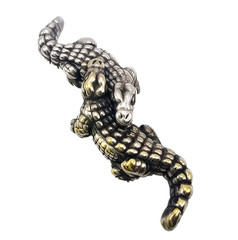 Vintage Sterling Silver Alligator Brooch Pin 925 Crocodile Figural d’Argent