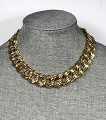 Necklace Gold Tone Metal Double Linked Chain Gold Tone 17”