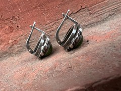 Vintage soviet earrings with Export stamp silver 925 with Nephritis USSR