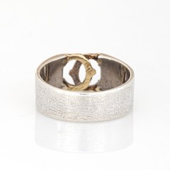 70s Vintage Cartier Ring Sz 7 CC Logo Sterling Silver 18k Gold Band Signed