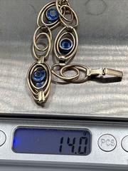 Vintage 1/20 12k On Sterling Blue Glass Stone Infinity Eye Link Bracelet 6-3/4”