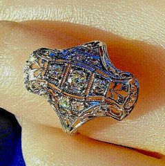 Originbal EARTH MINED DIAMOND ART Deco Engagement Ring Antique PLATINUM Filigree