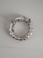 Vintage Wreath Light Blue Rhinestone Brooch Glass Rhinestone Circle Round Brooch