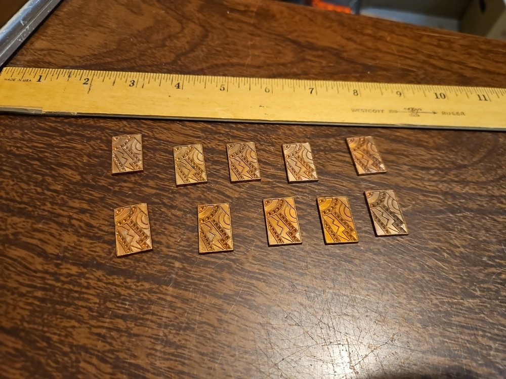 Lot Of 10 Studded Rectangle France Vintage 60s Brass Stampings Findings Jewelry