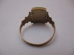 Antique Victorian 8K Gold Ring Black Onyx Signet Old English Monogram G H 9 6