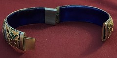 Three Vintage High End Cloisonné Bangle Bracelet One Hinged Antique