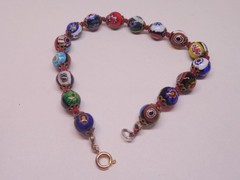 Vintage Murano Glass hand knotted single strand beaded bracelet 7″ Italy