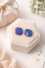 Polymer Clay Earrings Set of 2 , Colorful & Black White Studs