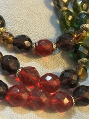 Beautiful Vintage Strung Glass Beaded Multicolor- 3 Strand 17.5in Necklace