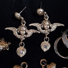 Vintage Earrings Dangle Gold Tone Lot Pierced Dangle Stud Hoop Lot of 6
