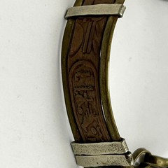 Leather Jasper Stone Bracelet Egyptian Revival Vintage Brass 6.75 in