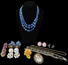 Made In West Germany Jewelry Lot Incl 8 Clip Earrings, 2 Necks, 2 Brooch 1 Brace