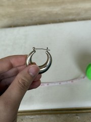 Vintage Puffed Silvertone Hoop Pierced Earrings