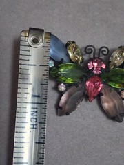 Vintage Juliana butterfly brooch multi color & shape prong set stones