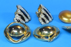 Gold Tone Clip on Earrings Lot of (4) Rhinestones