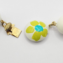 3 Piece Vintage Floral & Geometric Bead Necklace Clip On Earrings Brooch Set