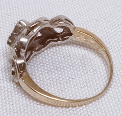 14k White & Yellow Gold Floral Diamond – Size 5.25 – 3.0g