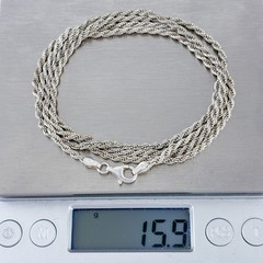Vintage Italian Sterling Silver 925 Rope Link Chain Necklace 30″