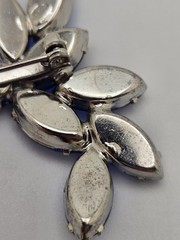 Beautiful Large Silver-Toned Brooch with Brilliant Blue Marquise Rhinestones