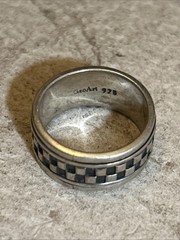 44. Vintage Geo Art Sterling Silver 925 Patterned Spinner Band Ring 7g, 6.25s
