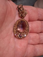 West Germany Purple Pink Givre Rhinestone Earrings