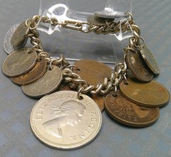 Vintage 1950s Coin Charm Bracelet British Colonies Pakistan India South Africa