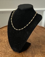 Vintage Signed Monet Gold Tone Gold Bead Chain Choker Necklace 15.5 In